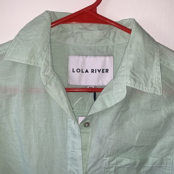 Lola River Button Down Shirt- Light Green - Picture 2 of 10